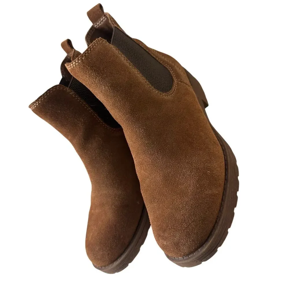 Bjorndal Brenna Chelsea Boots Brown Suede Booties Pull On Women’s Sz. 7 Comfort - Picture 5 of 16
